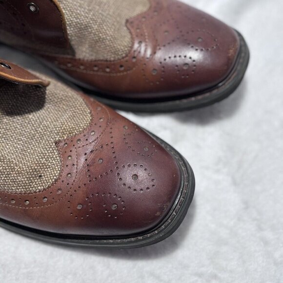 Paolo Vandini London‎ Brown Leather/Canvas Lace up Boots EU 45 US 13 UK 11